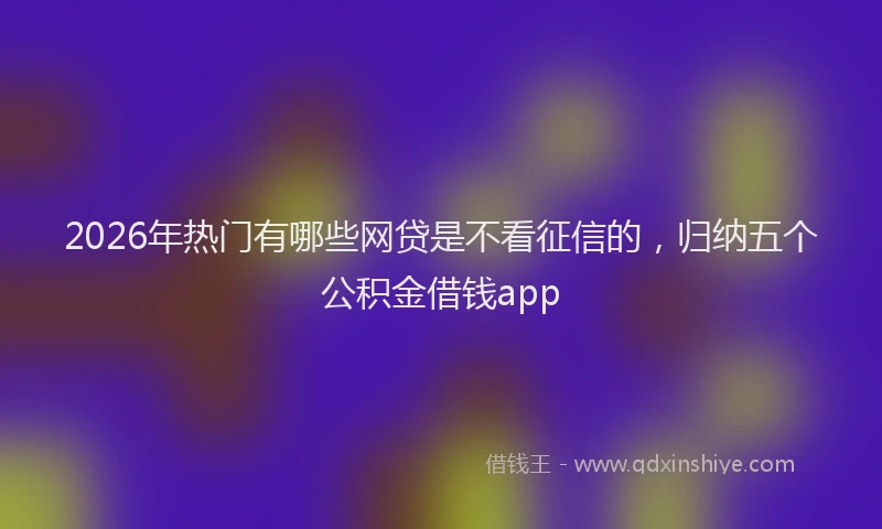 2026年热门有哪些网贷是不看征信的，归纳五个公积金借钱app
