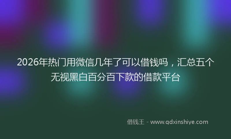 2026年热门用微信几年了可以借钱吗,汇总五个无视黑白百分百下款的借款平台