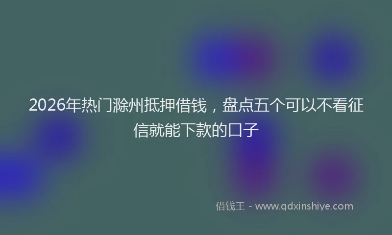 2026年热门滁州抵押借钱，盘点五个可以不看征信就能下款的口子