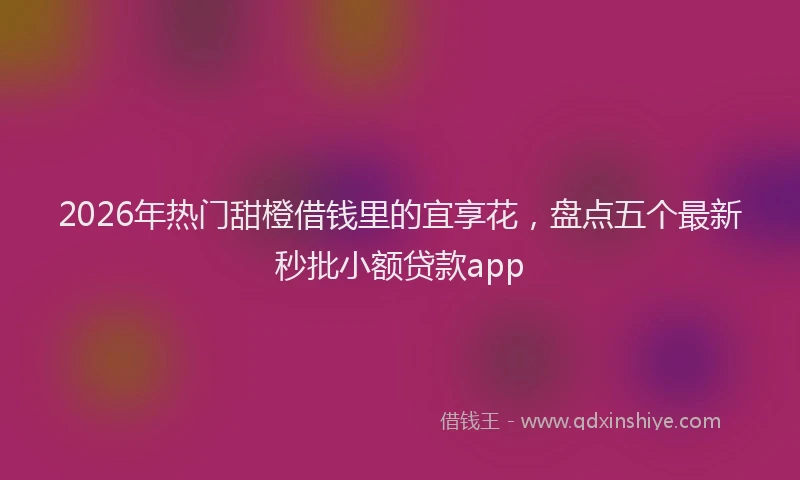 2026年热门甜橙借钱里的宜享花，盘点五个最新秒批小额贷款app