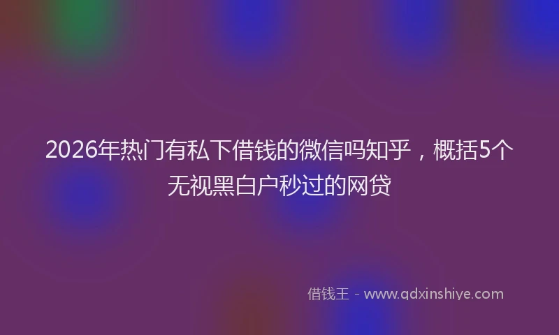 2026年热门有私下借钱的微信吗知乎，概括5个无视黑白户秒过的网贷