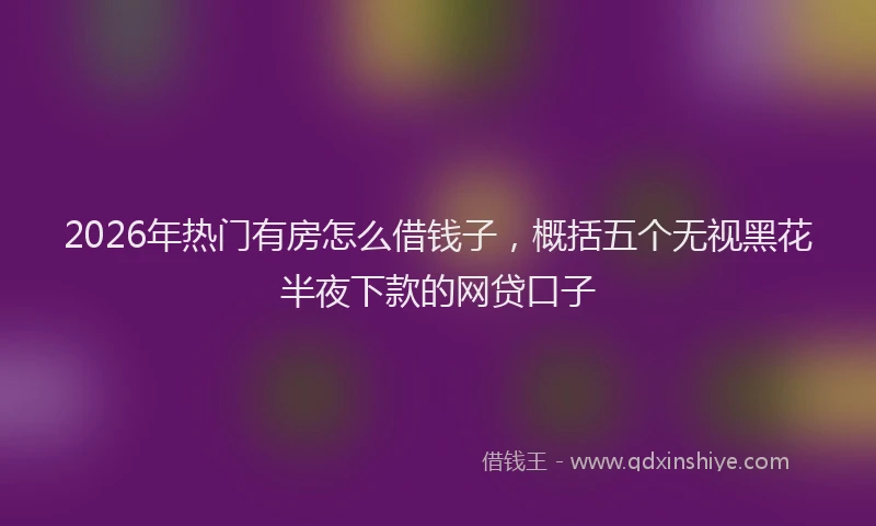 2026年热门有房怎么借钱子,概括五个无视黑花半夜下款的网贷口子