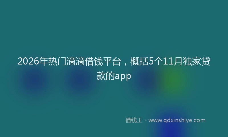 2026年热门滴滴借钱平台，概括5个11月独家贷款的app