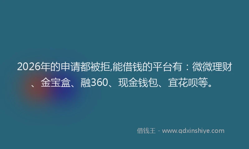 2026年的申请都被拒,能借钱的平台有：微微理财、金宝盒、融360、现金钱包、宜花呗等。