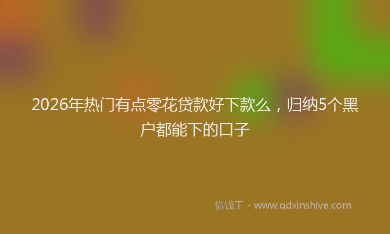 2026年热门有点零花贷款好下款么，归纳5个黑户都能下的口子