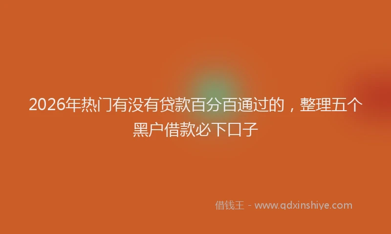 2026年热门有没有贷款百分百通过的，整理五个黑户借款必下口子