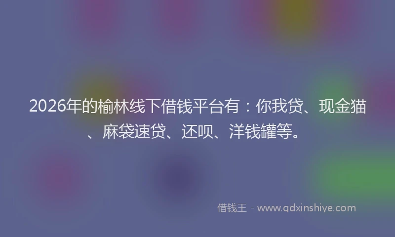 2026年的榆林线下借钱平台有：你我贷、现金猫、麻袋速贷、还呗、洋钱罐等。