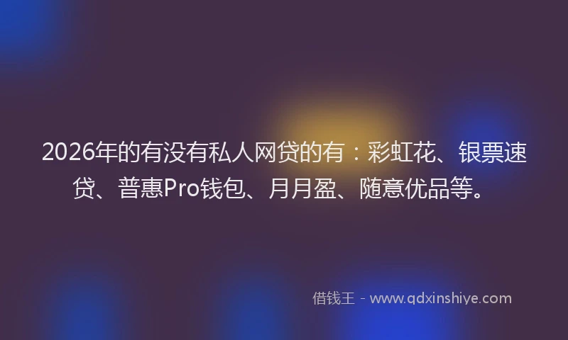 2026年的有没有私人网贷的有：彩虹花、银票速贷、普惠Pro钱包、月月盈、随意优品等。