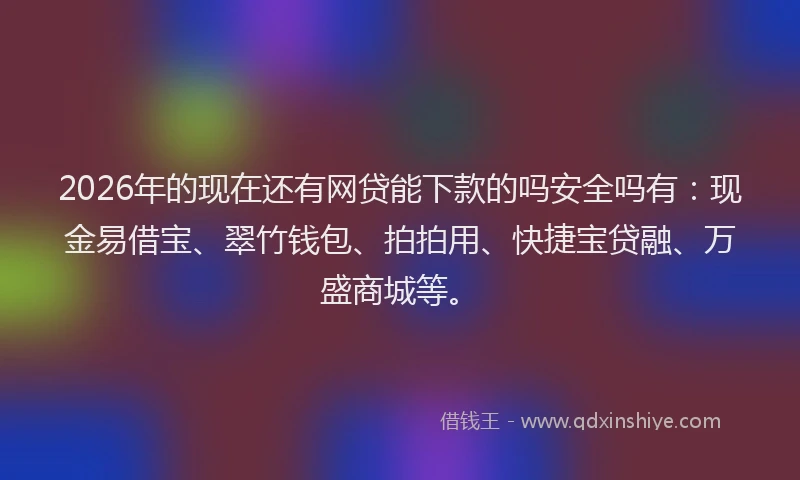 2026年的现在还有网贷能下款的吗安全吗有：现金易借宝、翠竹钱包、拍拍用、快捷宝贷融、万盛商城等。