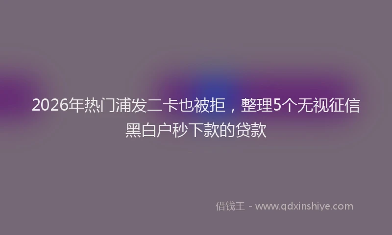 2026年热门浦发二卡也被拒，整理5个无视征信黑白户秒下款的贷款