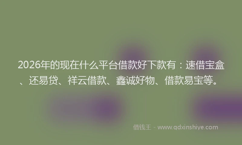 2026年的现在什么平台借款好下款有：速借宝盒、还易贷、祥云借款、鑫诚好物、借款易宝等。