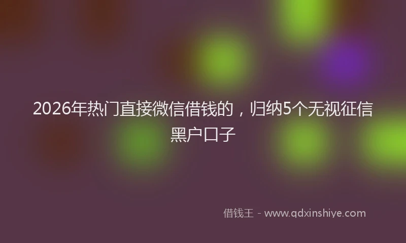 2026年热门直接微信借钱的，归纳5个无视征信黑户口子