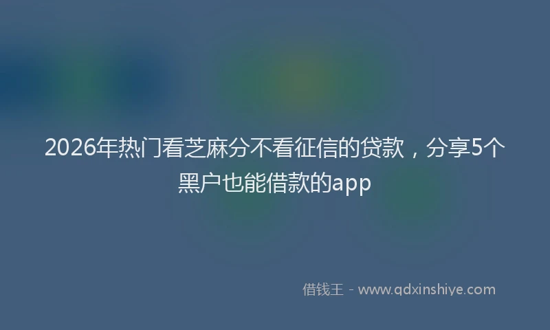 2026年热门看芝麻分不看征信的贷款，分享5个黑户也能借款的app