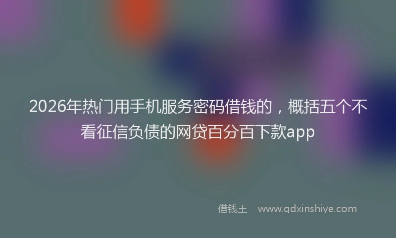 2026年热门用手机服务密码借钱的，概括五个不看征信负债的网贷百分百下款app