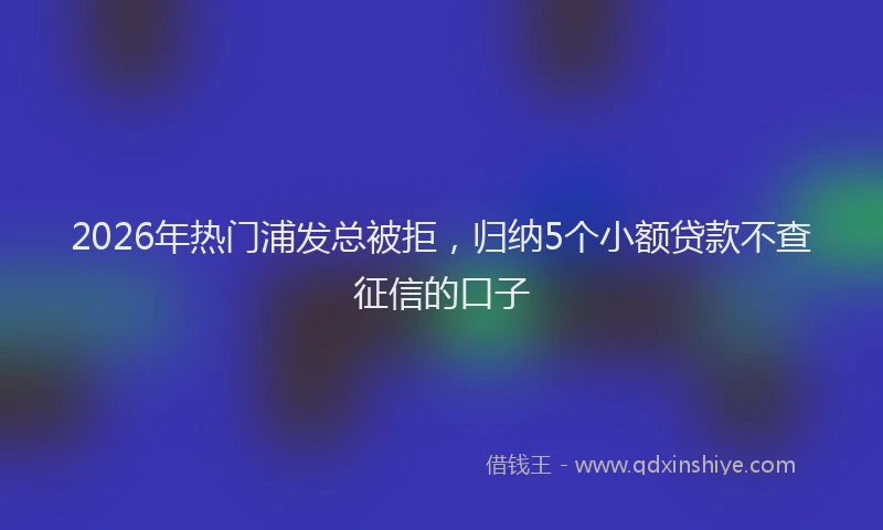 2026年热门浦发总被拒，归纳5个小额贷款不查征信的口子