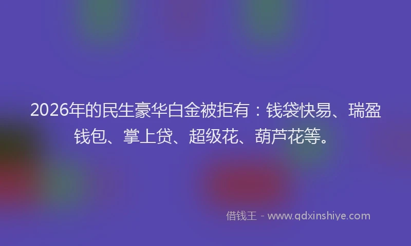 2026年的民生豪华白金被拒有:钱袋快易、瑞盈钱包、掌上贷、超级花、葫芦花等。