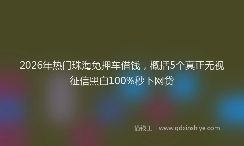 2026年热门珠海免押车借钱，概括5个真正无视征信黑白100%秒下网贷