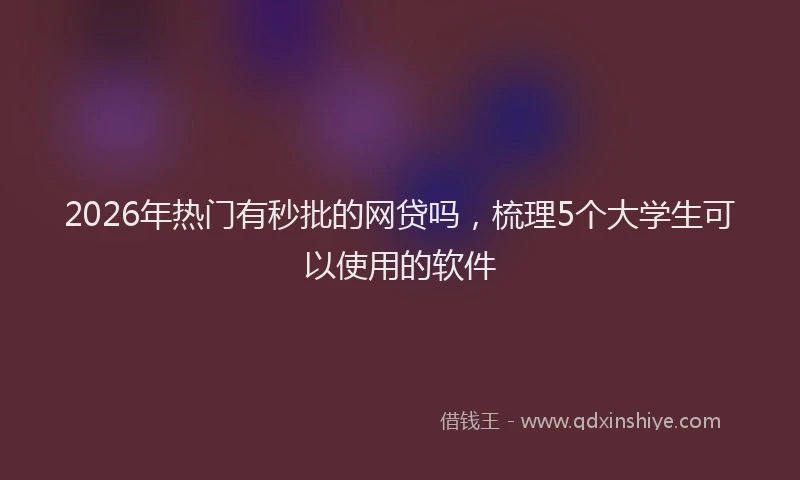 2026年热门有秒批的网贷吗，梳理5个大学生可以使用的软件
