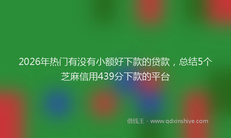 2026年热门有没有小额好下款的贷款，总结5个芝麻信用439分下款的平台