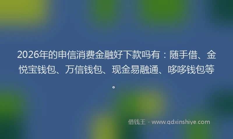 2026年的申信消费金融好下款吗有：随手借、金悦宝钱包、万信钱包、现金易融通、哆哆钱包等。