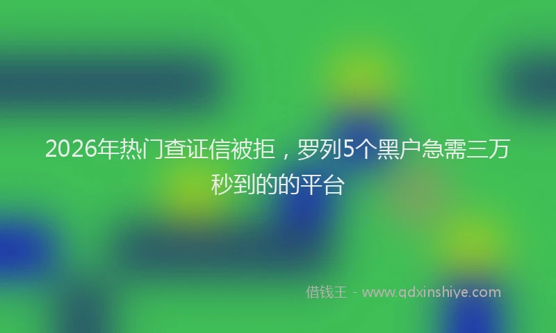 2026年热门查证信被拒，罗列5个黑户急需三万秒到的的平台