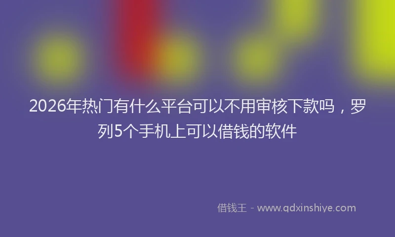 2026年热门有什么平台可以不用审核下款吗，罗列5个手机上可以借钱的软件