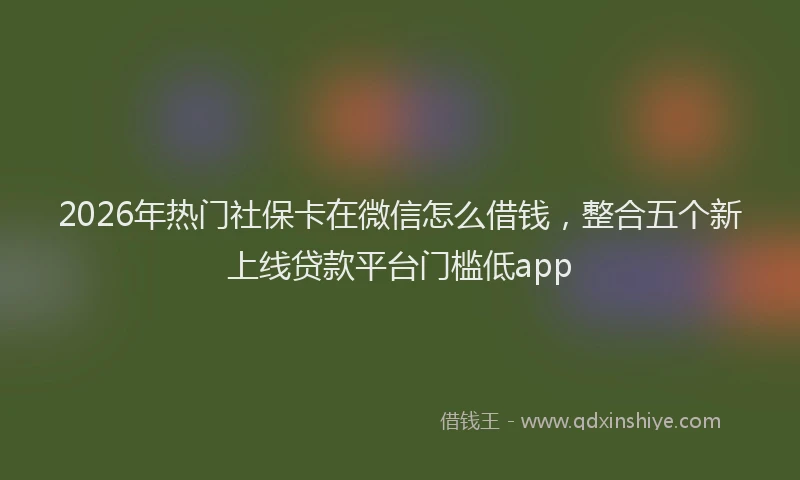 2026年热门社保卡在微信怎么借钱，整合五个新上线贷款平台门槛低app