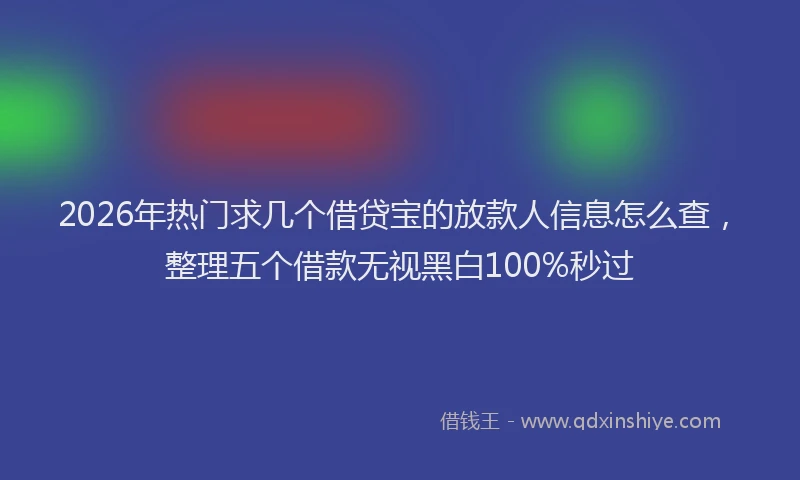 2026年热门求几个借贷宝的放款人信息怎么查，整理五个借款无视黑白100%秒过