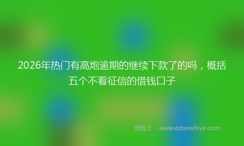 2026年热门有高炮逾期的继续下款了的吗，概括五个不看征信的借钱口子