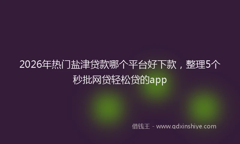 2026年热门盐津贷款哪个平台好下款，整理5个秒批网贷轻松贷的app