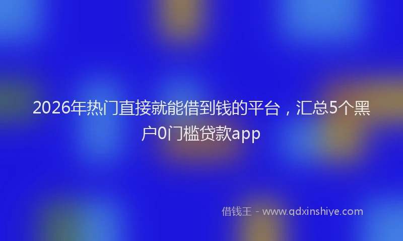 2026年热门直接就能借到钱的平台，汇总5个黑户0门槛贷款app
