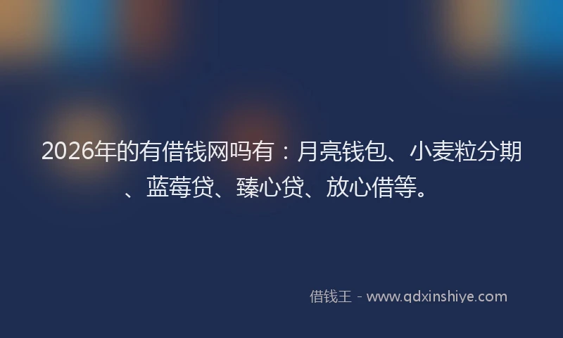 2026年的有借钱网吗有：月亮钱包、小麦粒分期、蓝莓贷、臻心贷、放心借等。