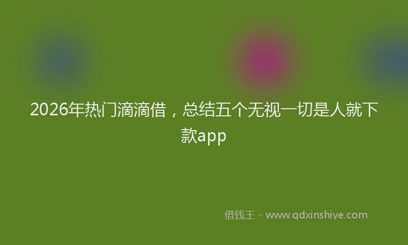 2026年热门滴滴借,总结五个无视一切是人就下款app