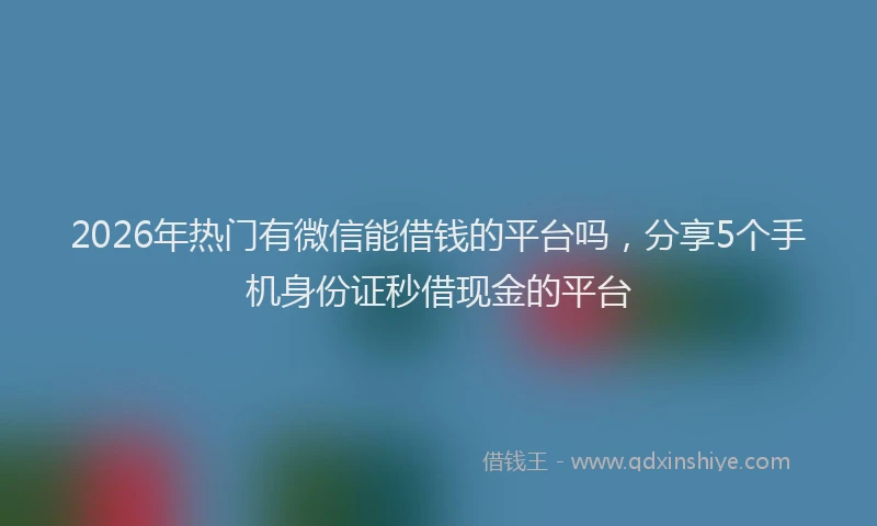 2026年热门有微信能借钱的平台吗，分享5个手机身份证秒借现金的平台