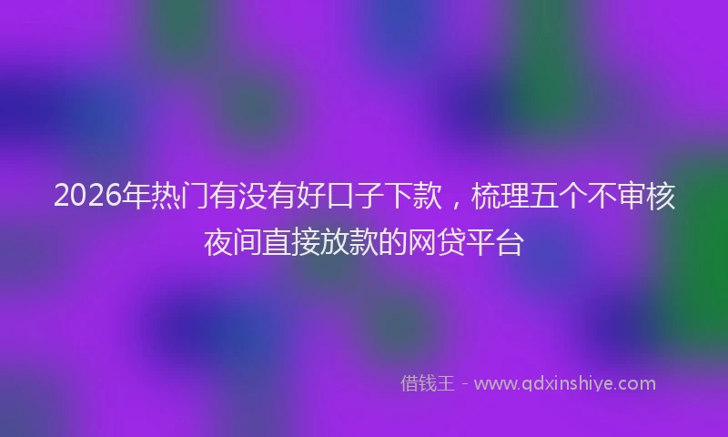 2026年热门有没有好口子下款，梳理五个不审核夜间直接放款的网贷平台
