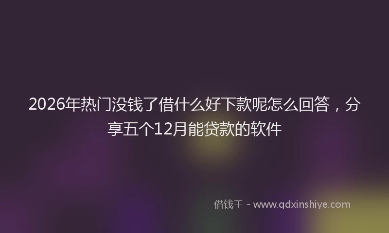 2026年热门没钱了借什么好下款呢怎么回答，分享五个12月能贷款的软件