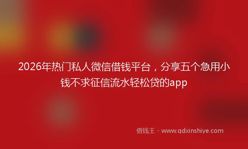 2026年热门私人微信借钱平台，分享五个急用小钱不求征信流水轻松贷的app