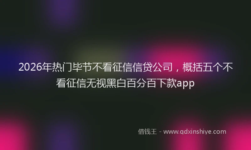 2026年热门毕节不看征信信贷公司，概括五个不看征信无视黑白百分百下款app