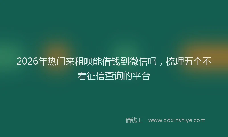 2026年热门来租呗能借钱到微信吗，梳理五个不看征信查询的平台
