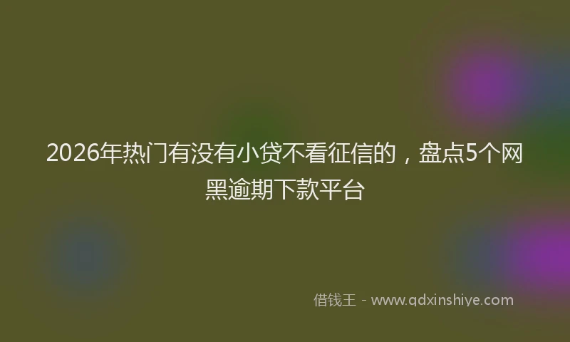 2026年热门有没有小贷不看征信的,盘点5个网黑逾期下款平台