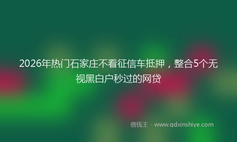 2026年热门石家庄不看征信车抵押，整合5个无视黑白户秒过的网贷