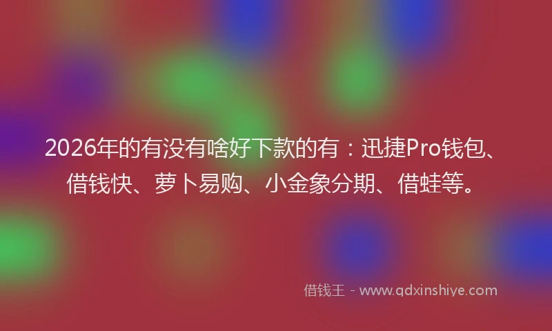 2026年的有没有啥好下款的有：迅捷Pro钱包、借钱快、萝卜易购、小金象分期、借蛙等。