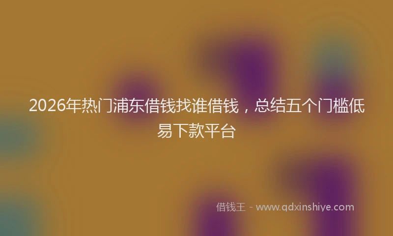 2026年热门浦东借钱找谁借钱，总结五个门槛低易下款平台