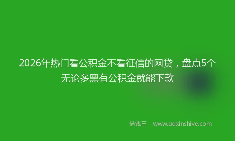 2026年热门看公积金不看征信的网贷,盘点5个无论多黑有公积金就能下款