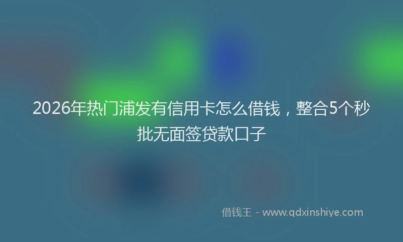 2026年热门浦发有信用卡怎么借钱，整合5个秒批无面签贷款口子