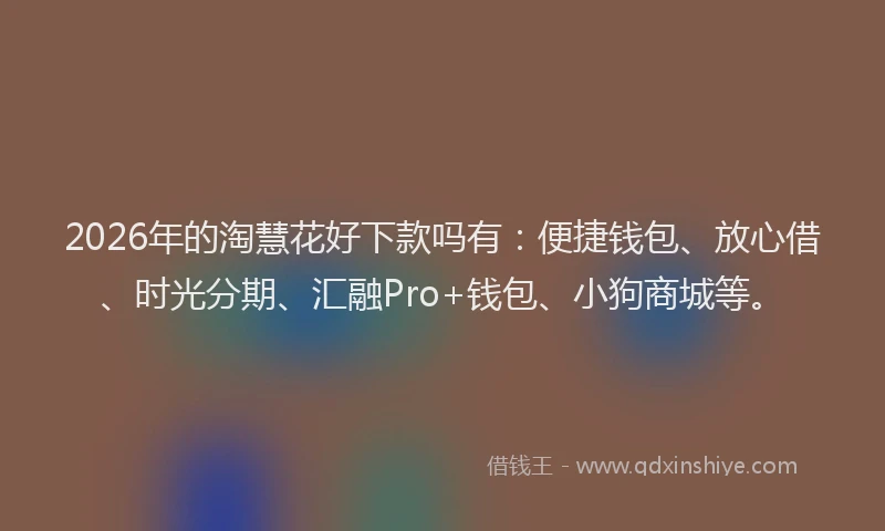 2026年的淘慧花好下款吗有：便捷钱包、放心借、时光分期、汇融Pro+钱包、小狗商城等。