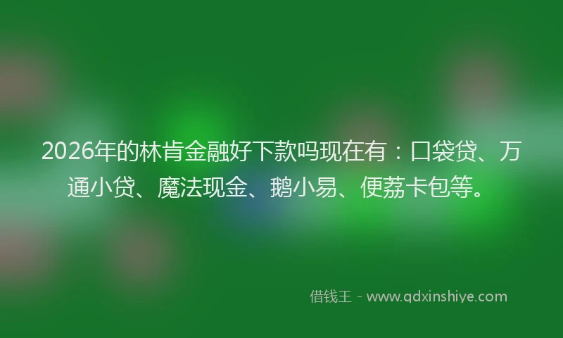 2026年的林肯金融好下款吗现在有：口袋贷、万通小贷、魔法现金、鹅小易、便荔卡包等。