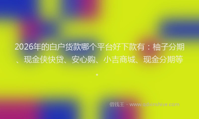 2026年的白户货款哪个平台好下款有：柚子分期、现金侠快贷、安心购、小吉商城、现金分期等。