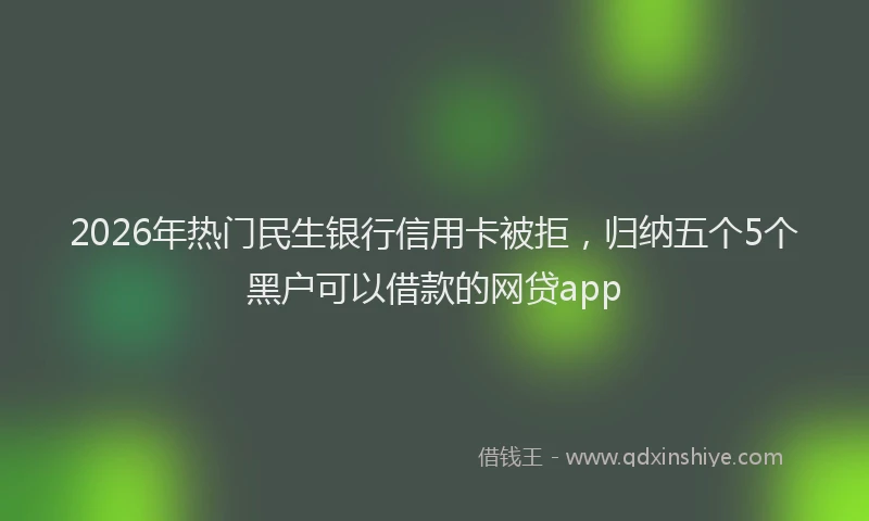 2026年热门民生银行信用卡被拒，归纳五个5个黑户可以借款的网贷app