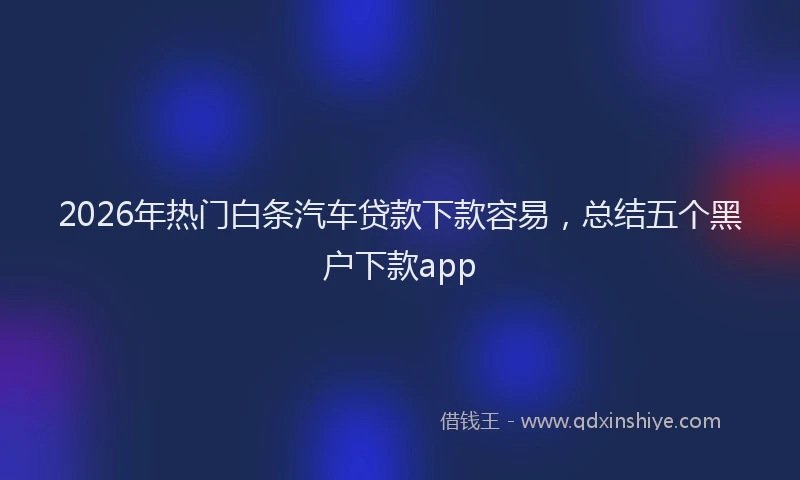 2026年热门白条汽车贷款下款容易，总结五个黑户下款app